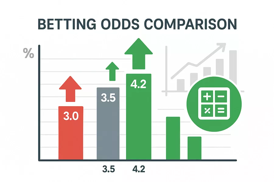 Betting odds comparison chart across bookmakers