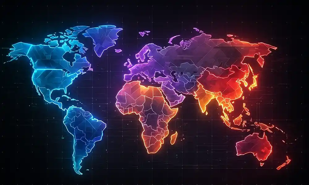 World map showing VCT regional leagues: Americas, EMEA, Pacific, and China